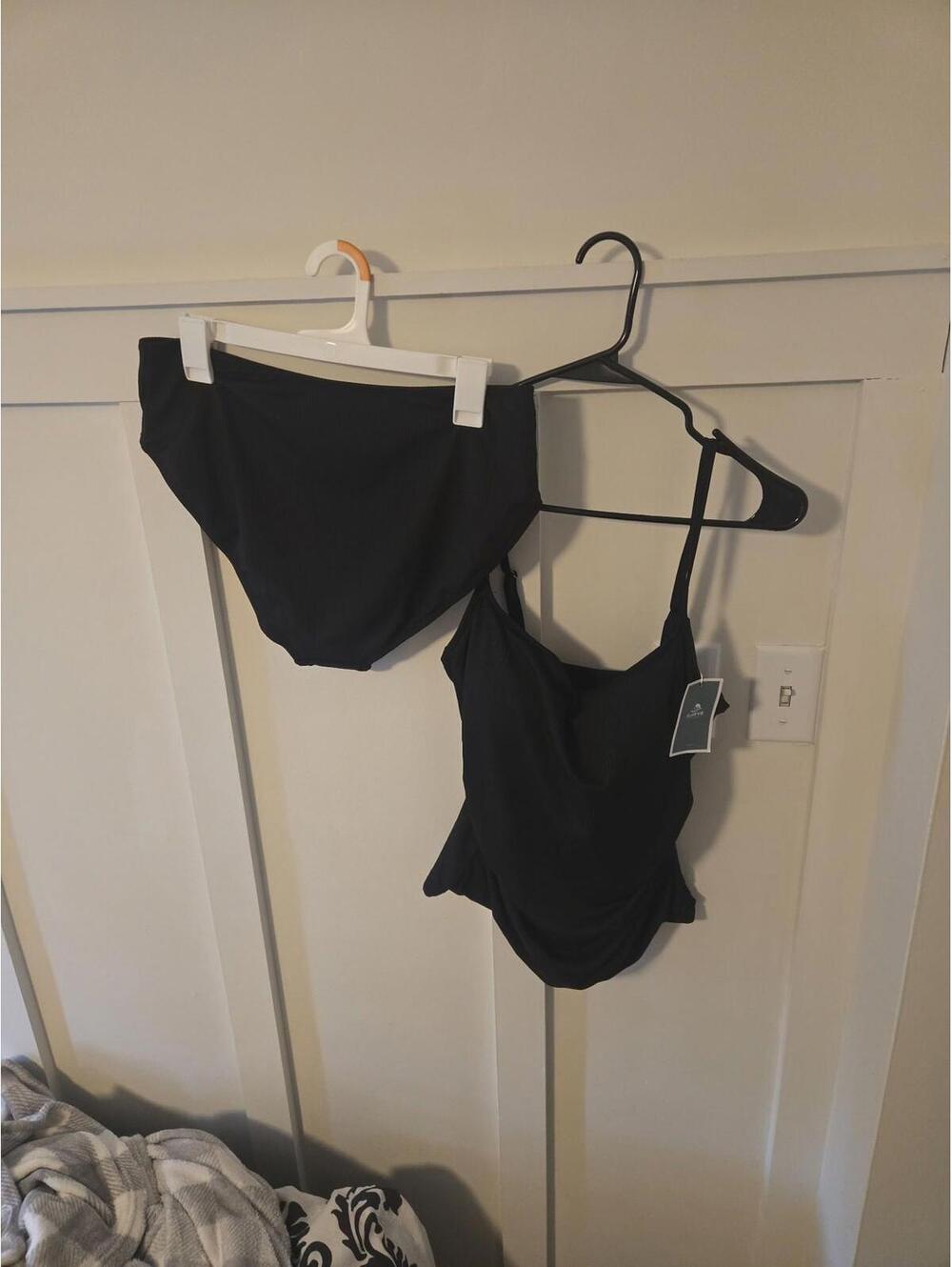 EOMENIE Black Ribbed High-Waisted Bikini Set Two-Piece Swimsuit NWT - Picture 1 of 4